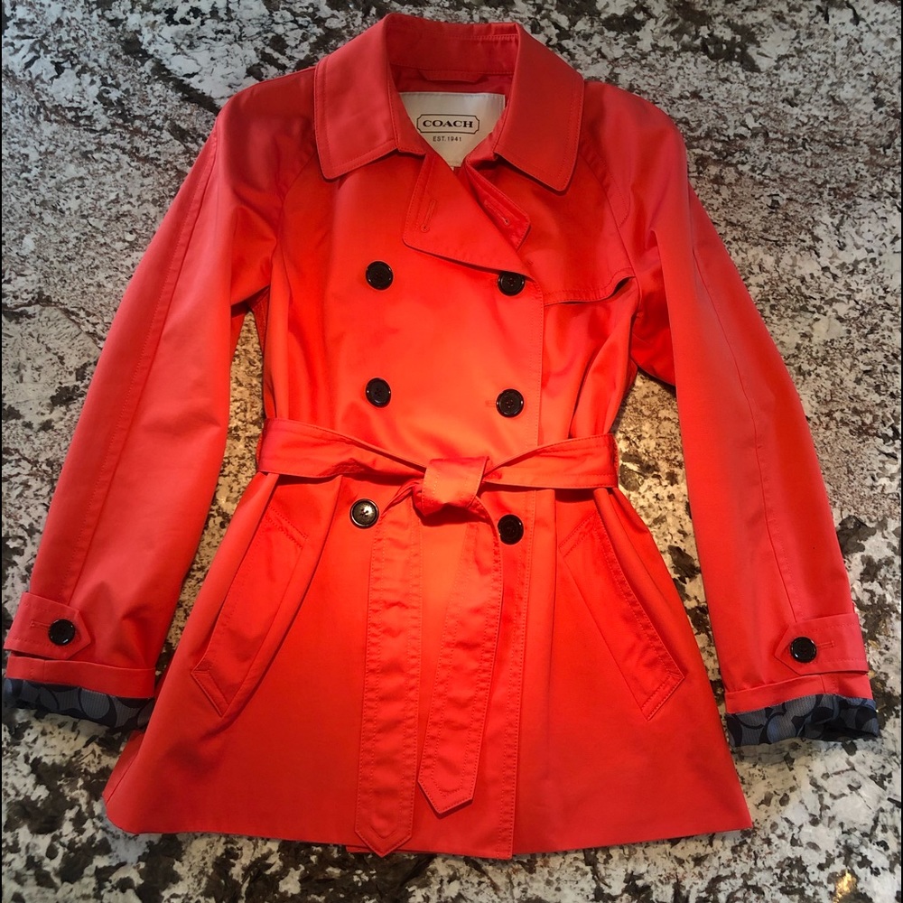 Coach red trench, size L